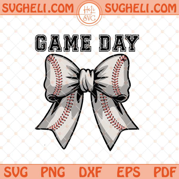 Game Day Baseball Bow Svg Vintage Baseball Bow Svg Png Dxf Eps Files