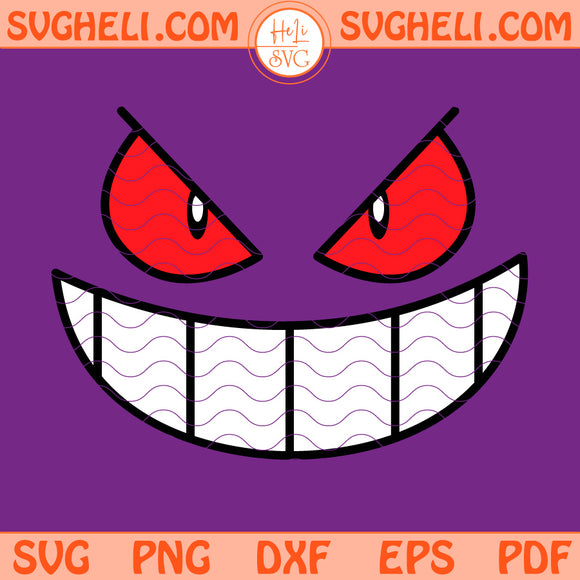 Gengar Face Svg Gengar Pokemon Svg Pokemon Face Svg Png Dxf Eps Files