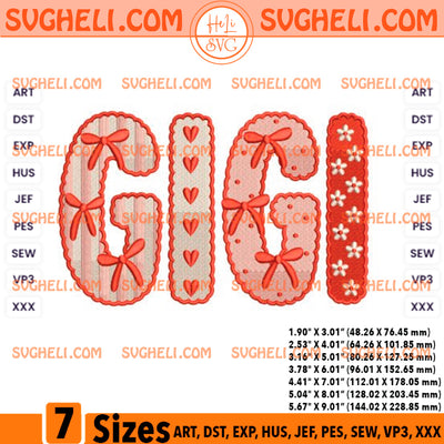 Gigi Valentine Embroidery Design Gigi Embroidery File