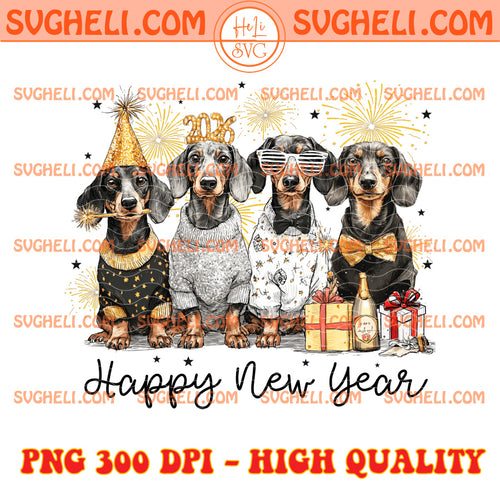 Gillter Happy New Year 2026 Dachshund Dog Png