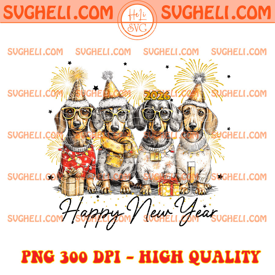 Gillter Happy New Year Dachshund Dog Png Dog Lover Png