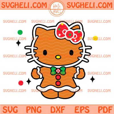 Gingerbread Hello Kitty Christmas Svg Gingerbread Kitty Svg