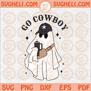 Go Cowboy Svg Cute Ghost Cowboy Svg Cowboys Mascot Football Svg Png Dxf Eps