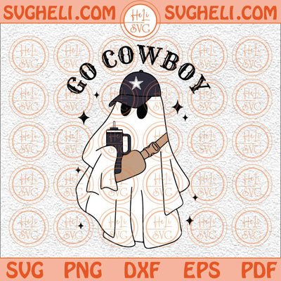 Go Cowboy Svg Cute Ghost Cowboy Svg Cowboys Mascot Football Svg Png Dxf Eps