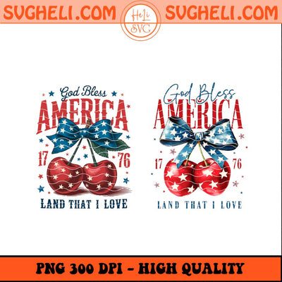 God Bless America Cherry Bow Png America Cherry Bow Png Sublimation Files