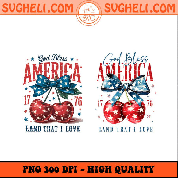 God Bless America Cherry Bow Png America Cherry Bow Png Sublimation Files