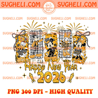 Gold Coquette Bow Disney Friends Happy New Year Png