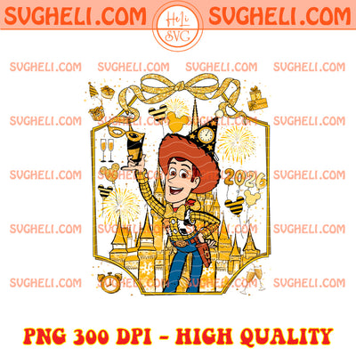 Gold Glitter Toy Story Dinsey Happy New Year 2026 Png
