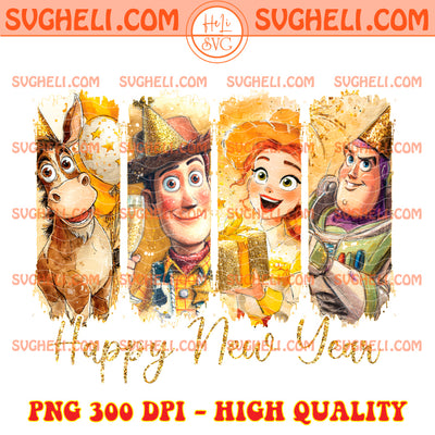 Gold Glitter Toy Story Happy New Year 2026 Png