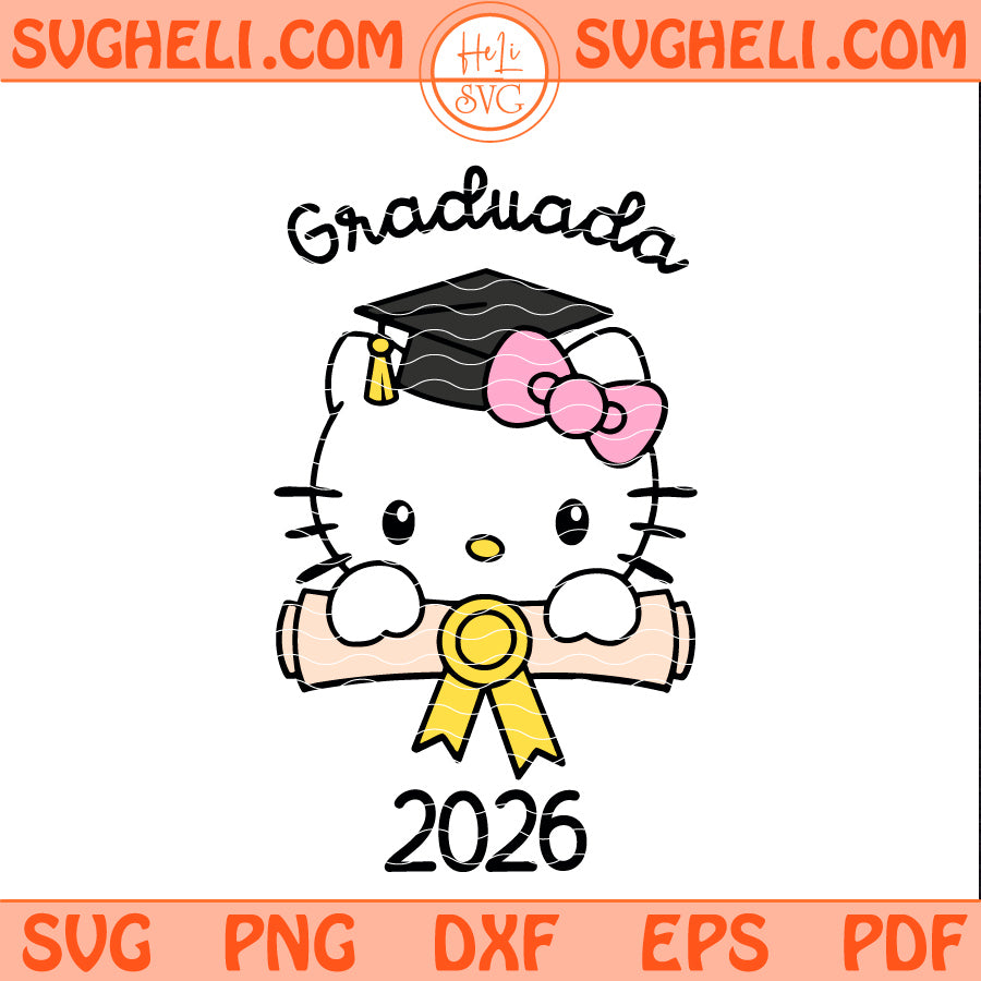 Graduada Hello Kitty 2026 Svg Hello Kitty Graduation Svg
