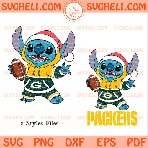 Green Bay Packers Stitch Football Christmas Svg