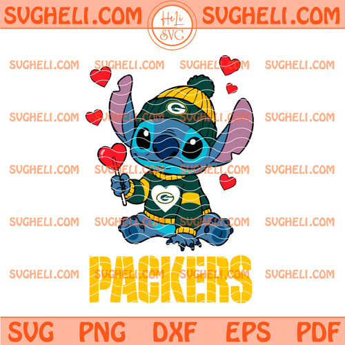 Green Bay Packers Stitch Valentine Football Svg