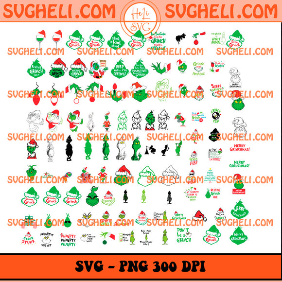 Grinch Christmas Svg Bundle Funny Grinch Face Svg