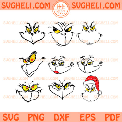 Grinch Face Christmas Svg Bundle Grinch Christmas Svg