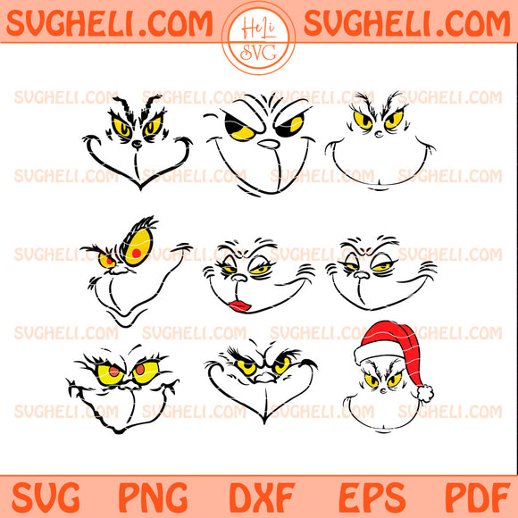 Grinch Face Christmas Svg Bundle Grinch Christmas Svg