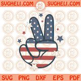 Groovy 4th of July Svg Peace Hand Sign Svg Retro 4th of July Svg Png Dxf Eps Files