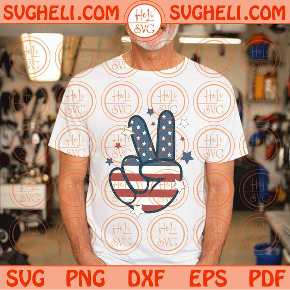 Groovy 4th of July Svg Peace Hand Sign Svg Retro 4th of July Svg Png Dxf Eps Files