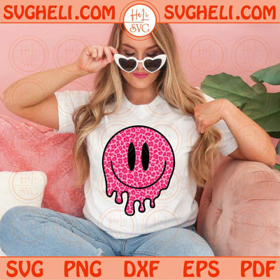 Groovy Leopard Smiley Face Svg Preppy Smiley Face Melting Svg Png Dxf Eps Files