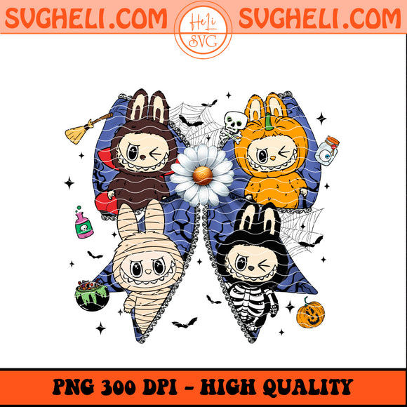 Halloween Labubu Design Bow Png Coquette Bow Labubu Png