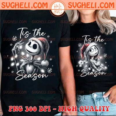 Handdrawn Nightmare Couple Christmas Png Halftone Couple Png