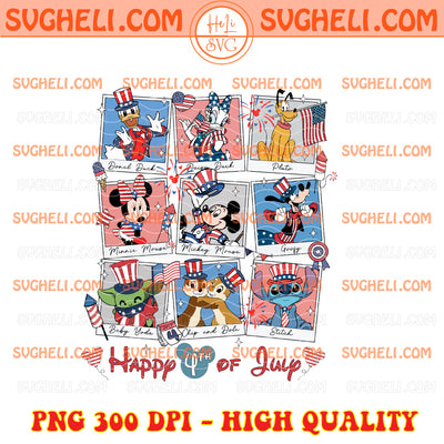 Happy 4th Of July Disney Characters Png Disney USA Png