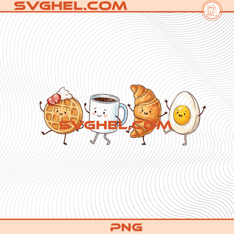 Happy Breakfast Food Doodle Png Cute Smiling Characters Png