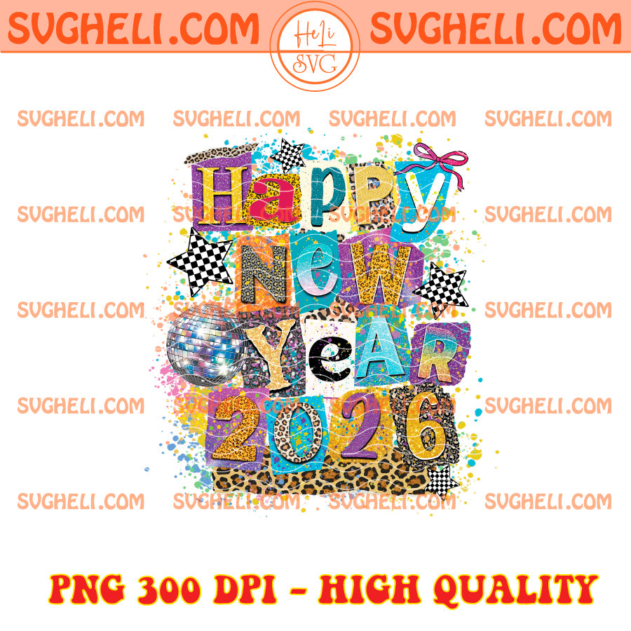 Happy New Year 2026 Y2K Png Retro Preppy NYE Png