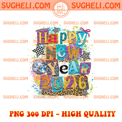 Happy New Year 2026 Y2K Png Retro Preppy NYE Png