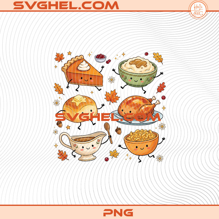 Happy Thanksgiving Doodles Png Cute Food Characters Png