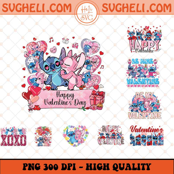 Happy Valentine's Day Stitch Png Bundle Stitch Valentine Png Sublimation Files