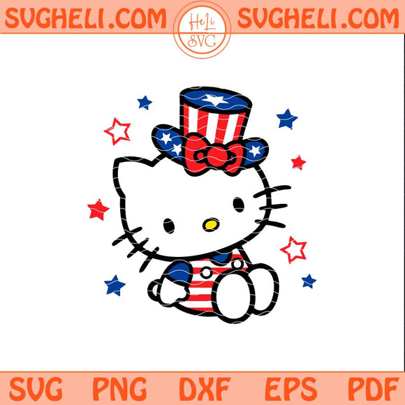 Hello Kitty 4th Of July Svg Patriotic Kitty Svg Png Dxf Eps Files
