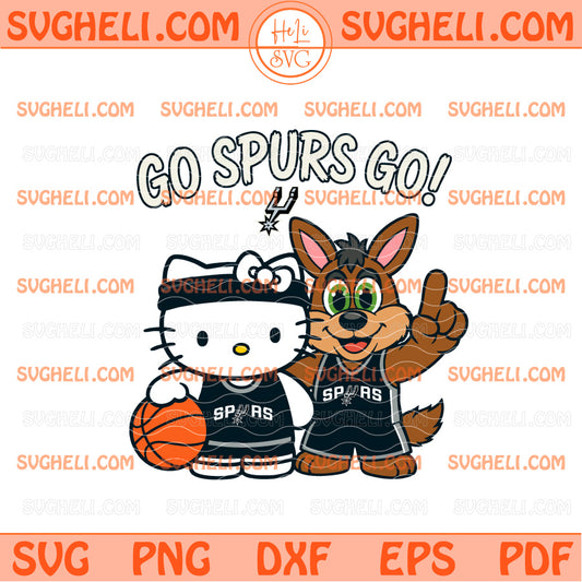 Hello Kitty And Coyote Mascot San Antonio Spurs Svg