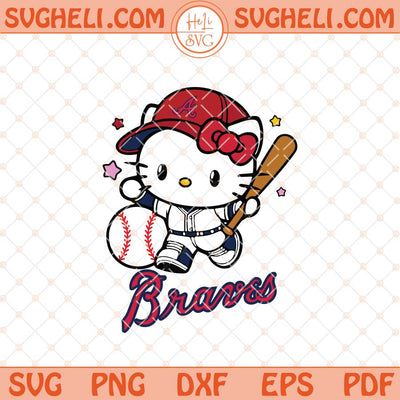 Hello Kitty Atlanta Braves Baseball Svg Kitty Baseball Svg Png Dxf Eps Files