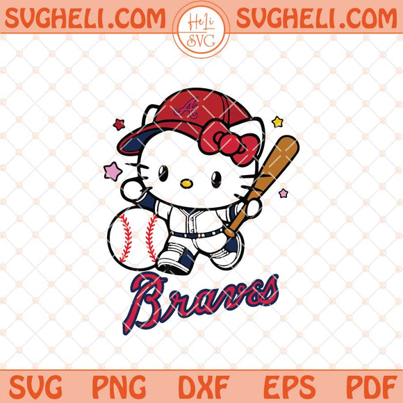 Hello Kitty Atlanta Braves Baseball Svg Kitty Baseball Svg Png Dxf Eps Files