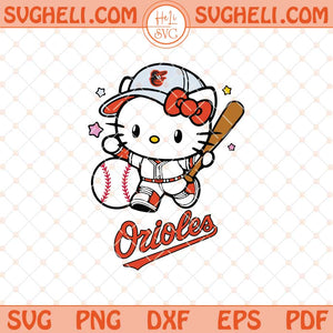 Hello Kitty Baltimore Orioles Baseball Svg Kitty Baseball Svg Png Dxf Eps Files