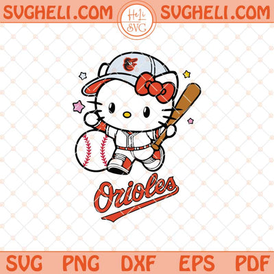 Hello Kitty Baltimore Orioles Baseball Svg Kitty Baseball Svg Png Dxf Eps Files