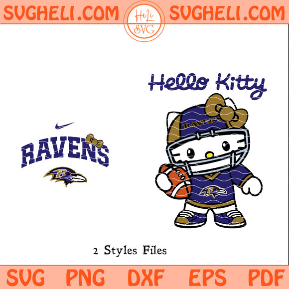 Hello Kitty Baltimore Ravens Svg NFL Baltimore Ravens Svg