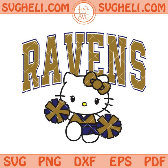 Hello Kitty Cheerleader Baltimore Ravens Football Svg Png Dxf Eps Files