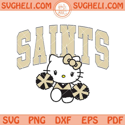 Hello Kitty Cheerleader New Orleans Saints Football Svg Png Dxf Eps Files