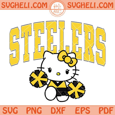 Hello Kitty Cheerleader Pittsburgh Steelers Football Svg Png Dxf Eps Files