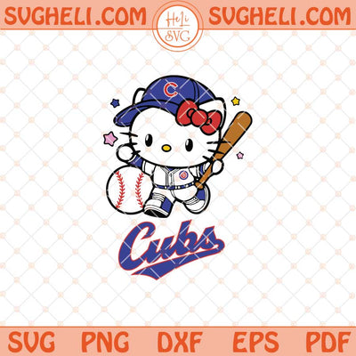 Hello Kitty Chicago Cubs Baseball Svg Kitty Baseball Svg Png Dxf Eps Files