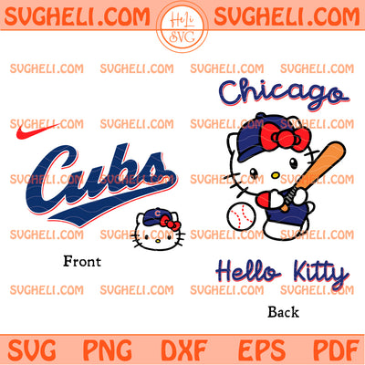 Hello Kitty Chicago Cubs MLB Svg Hello Kitty Baseball Svg