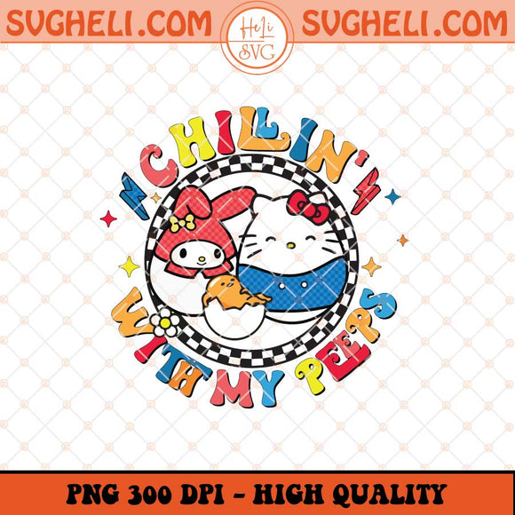 Hello Kitty Chillin With My Peeps Png Hello Kitty Easter Png Sublimation Files