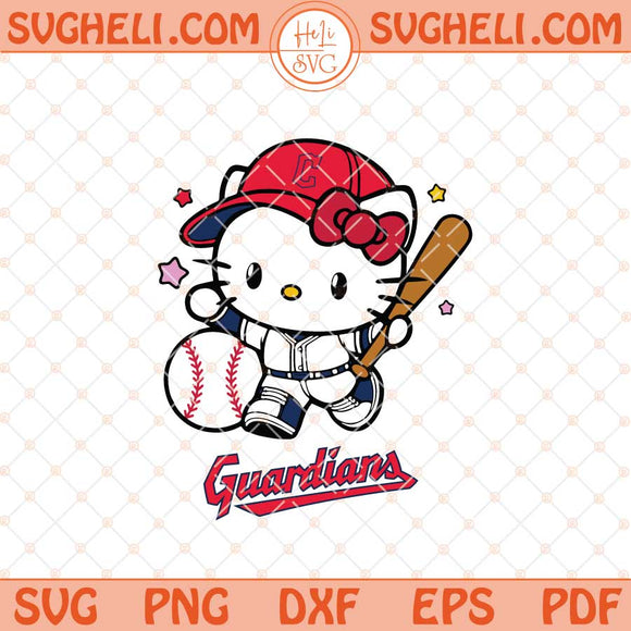 Hello Kitty Cleveland Guardians Baseball Svg Baseball Svg Png Dxf Eps Files