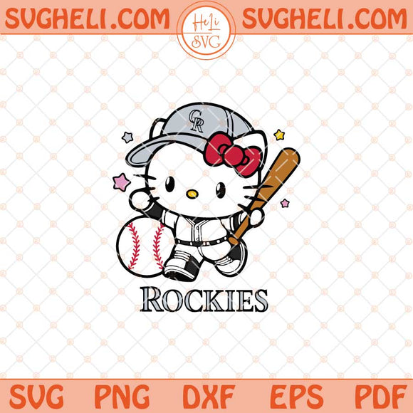 Hello Kitty Colorado Rockies Baseball Svg Kitty Baseball Svg Png Dxf Eps Files