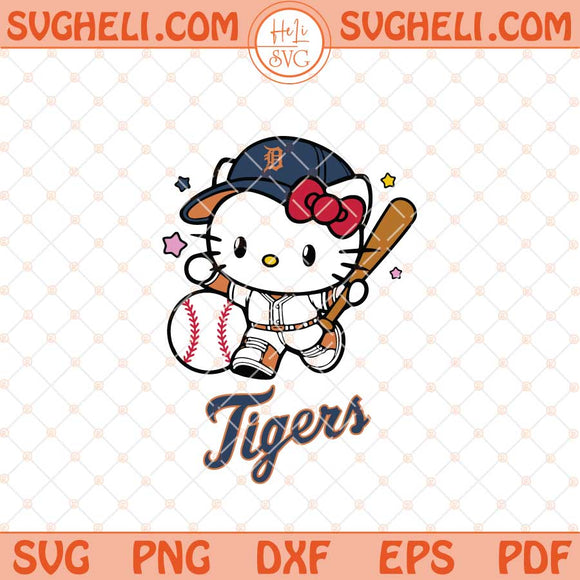 Hello Kitty Detroit Tigers Baseball Svg Kitty Baseball Svg Png Dxf Eps Files