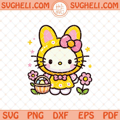 Hello Kitty Easter Bunny Svg Kitty Easter Eggs Basket Svg Png Dxf Eps Files