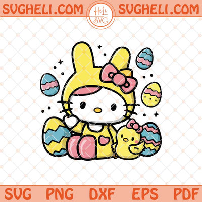Hello Kitty Easter Chicken Svg Hello Kitty Easter Day Svg Png Dxf Eps Files