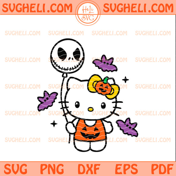 Hello Kitty Jack Skellington Svg Halloween Kitty Svg