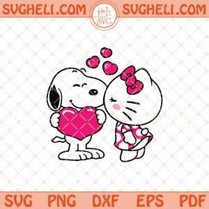 Hello Kitty Kissing Snoopy Valentine Svg Hello Kitty Kiss Svg Png Dxf Eps Files